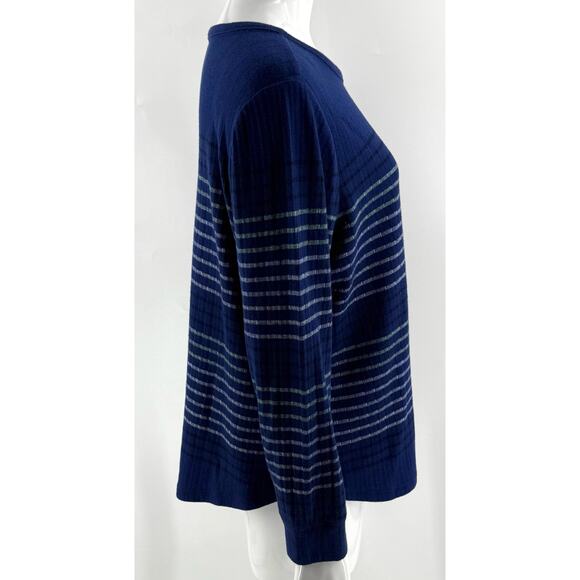 Talbots Womens Top Plus Size 2X Blue Ribbed Long Sleeve Tee Shirt Cotton Blend - Picture 3 of 6